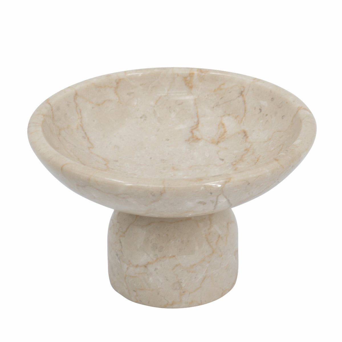 7x7x4" Round Marble Pedestal Fruit Bowl