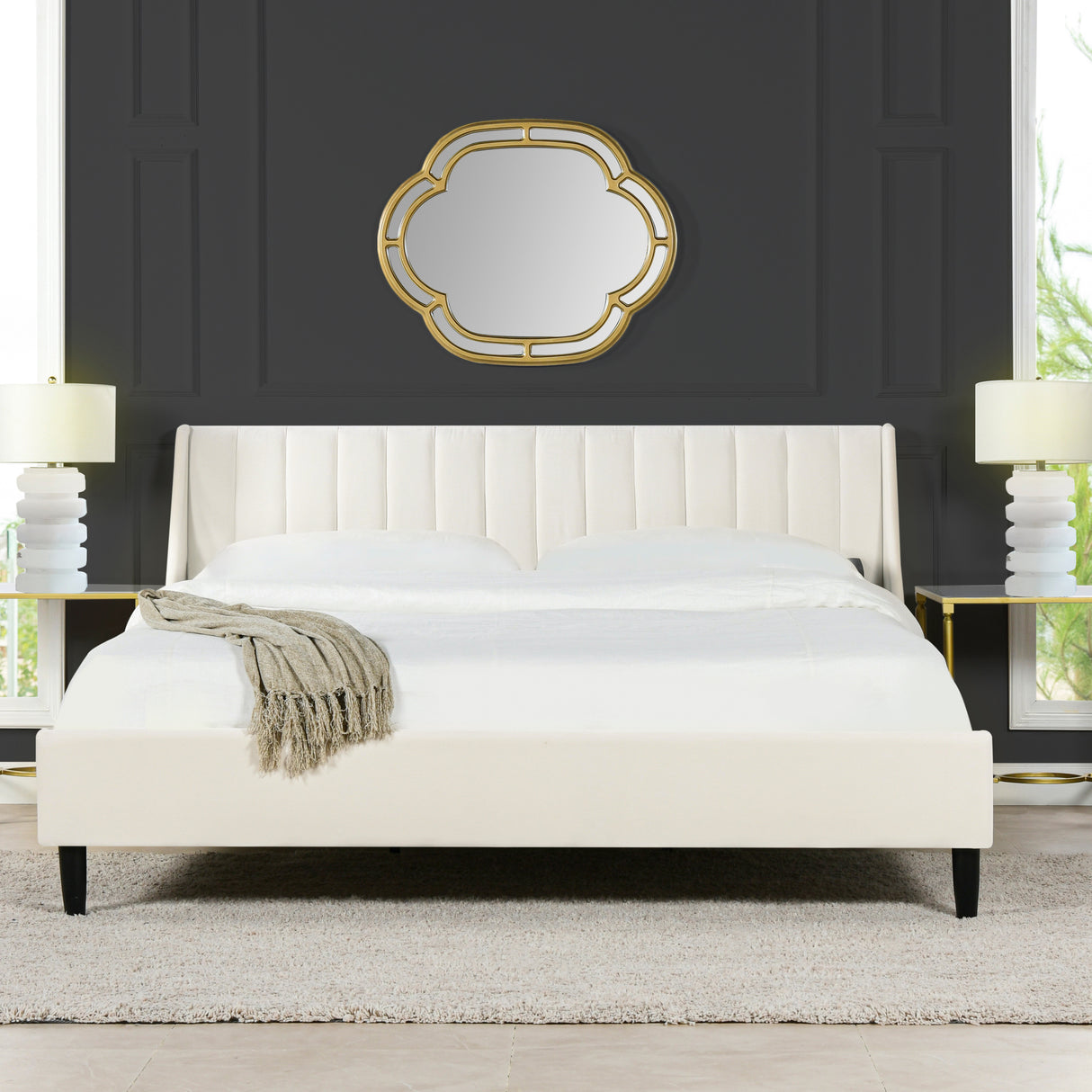 Aspen-Vertical-Tufted-Headboard-Platform-Bed-Set,-King,-Cloud-White-Performance-Velvet-Beds-&-Bed-Frames
