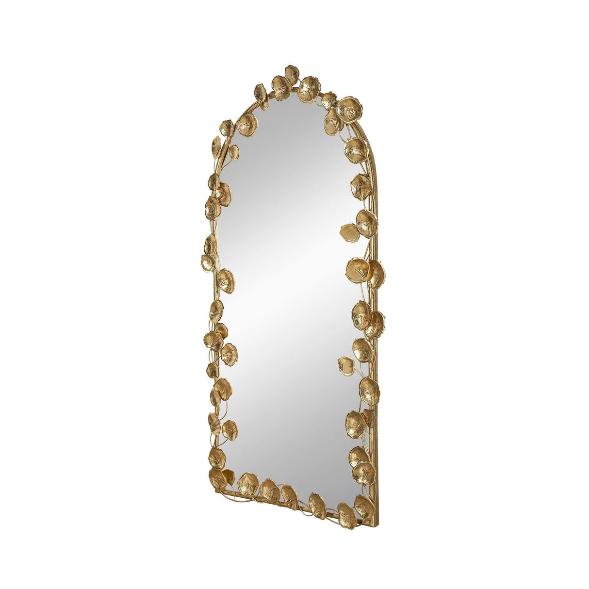 Full Length Arched Wall Mirror With Gold Leaf Accents