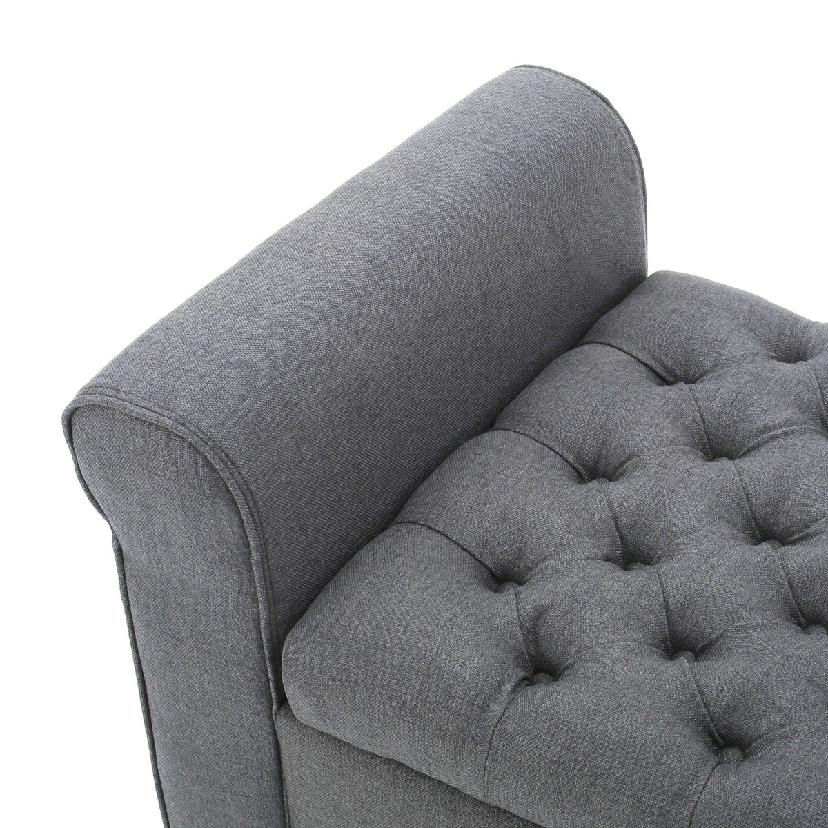 Hayes - Contemporary Armed Storage Bench With Rolled Arms And Button Tufting