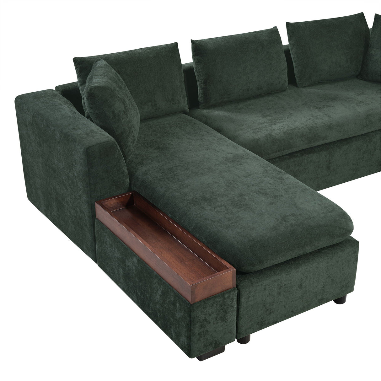 Modern L Shaped Sectional Sofa With Upholstery And Wooden Storage