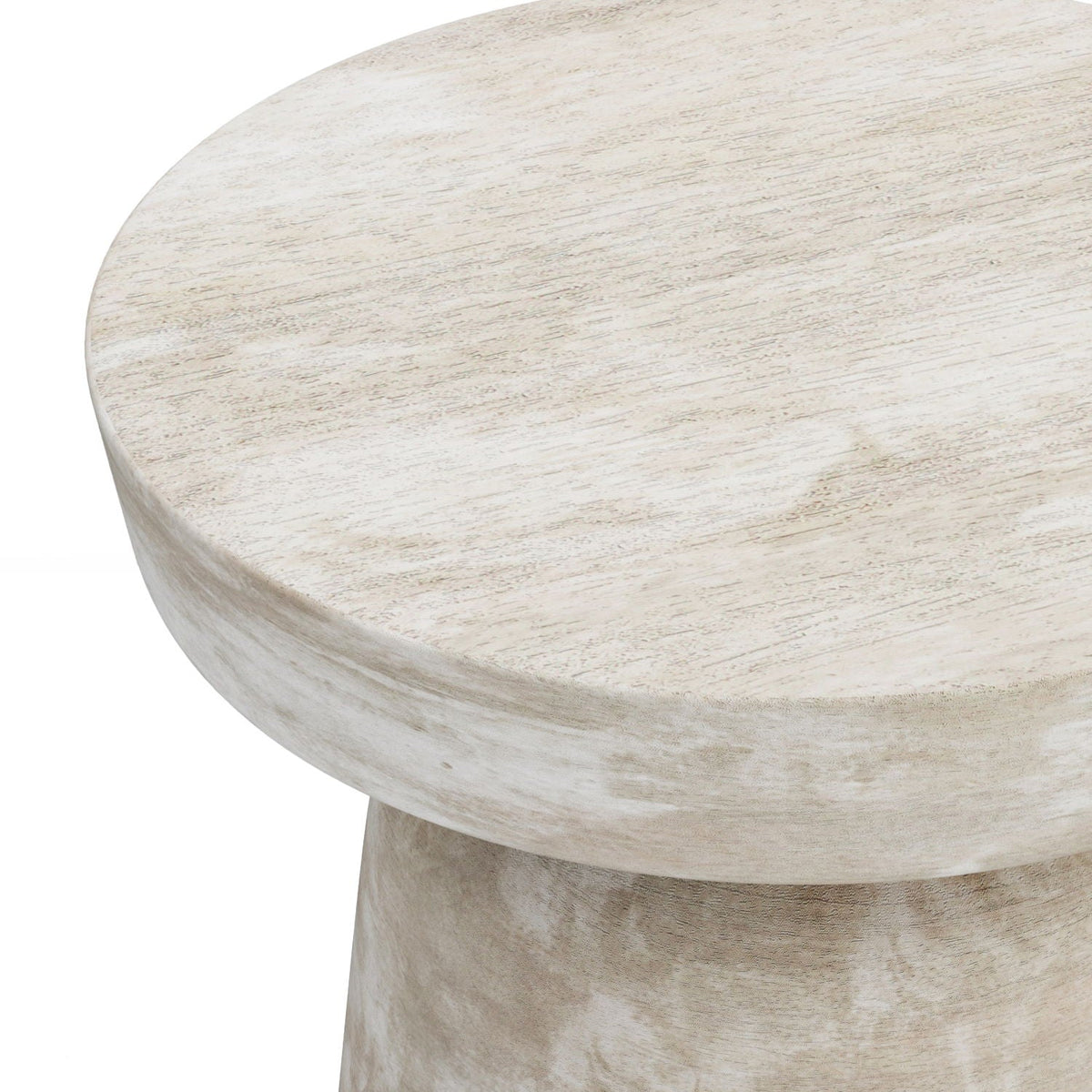 Handcrafted Mango Wood Accent Table with Sculptural Design - Multiple Colors