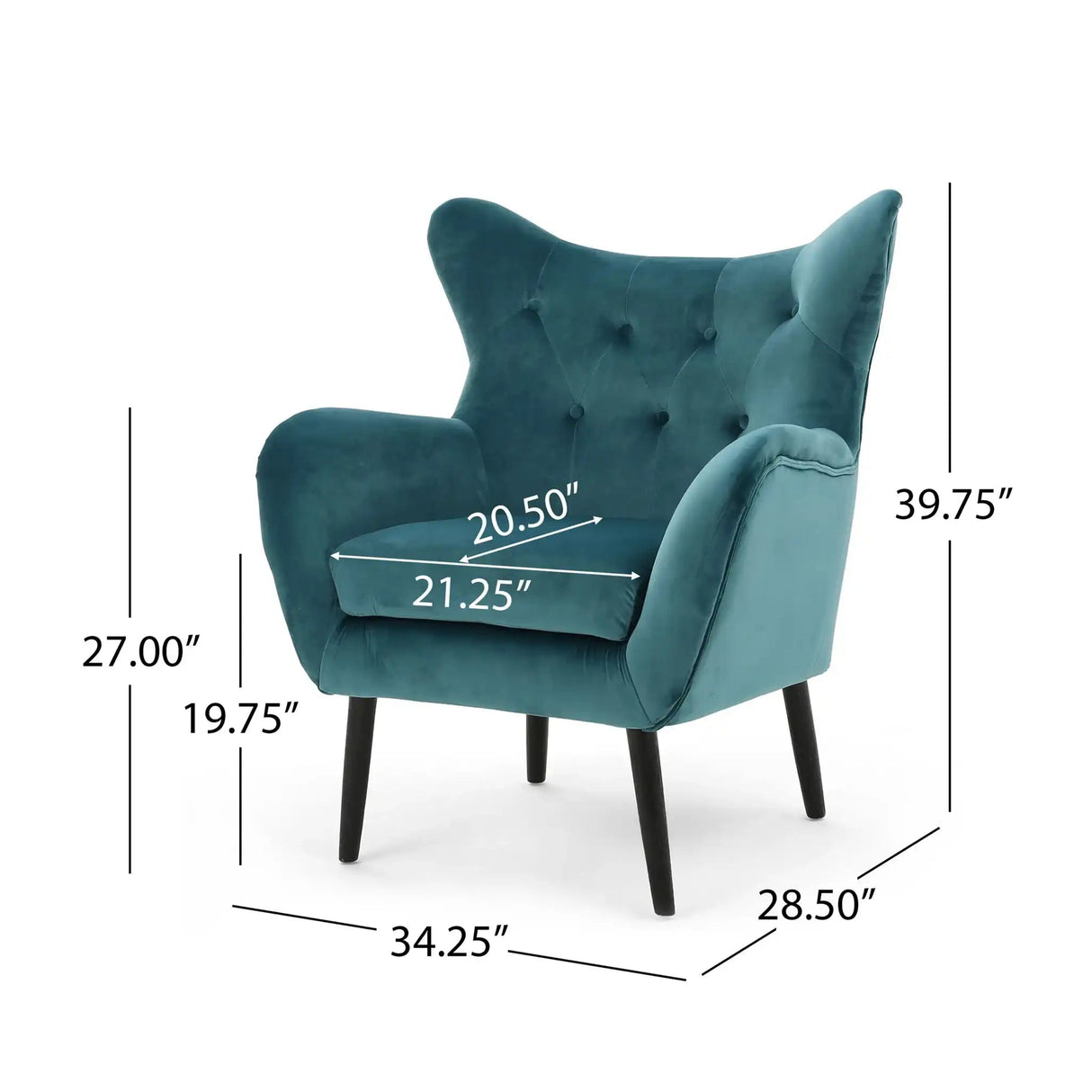 Alyssa - Mid Century Upholstered Arm Chair With Wingback Design