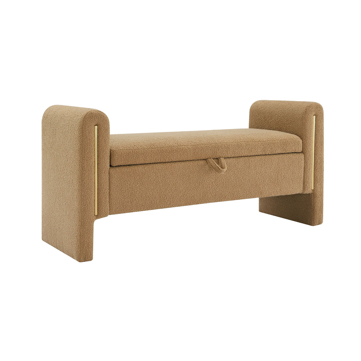 Modern Teddy Upholstered Large Bed End Bench With Arms And Storage