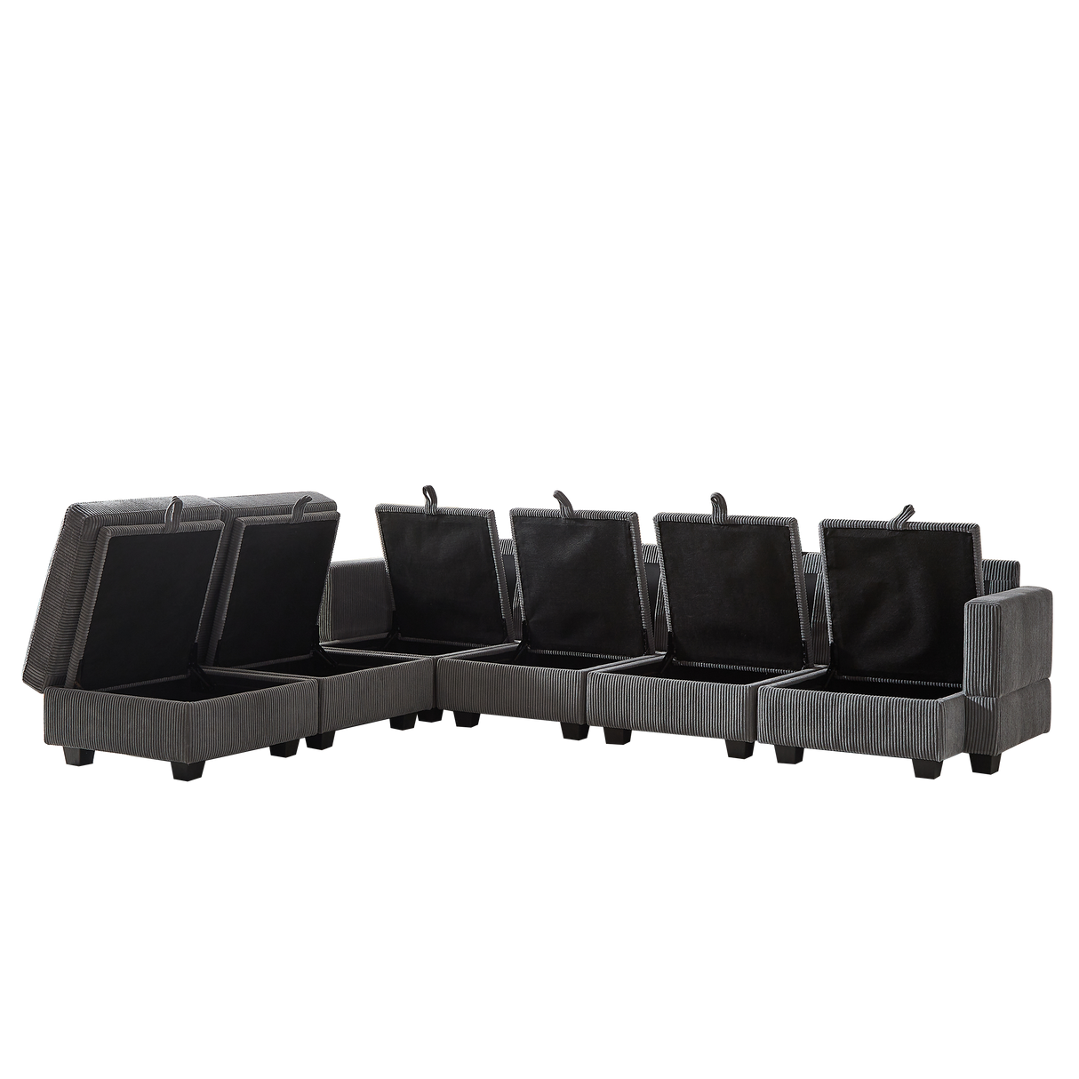 113.5'' Modular Sectional Corduroy Sofa with Storage Ottoman