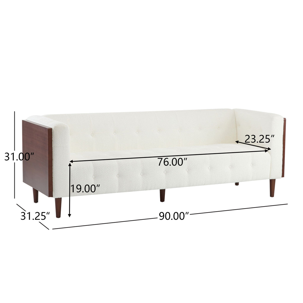 Contemporary 3 Seater Sofa With Tufted Design
