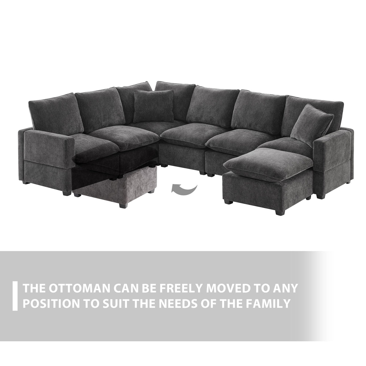 The Gwen Seven-Seat Modular Chenille Sectional