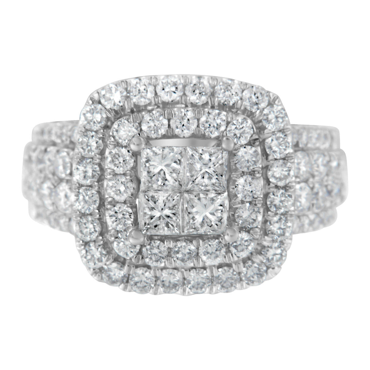 14KT White Gold Round and Princess Diamond Ring (2 1/4 cttw, H-I Color, SI1-SI2 Clarity)