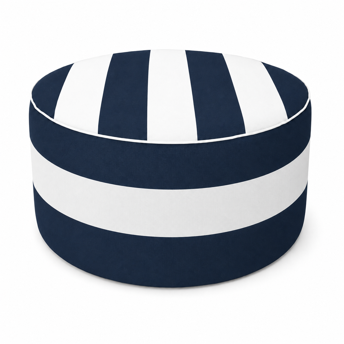 Outdoor Inflatable Ottoman - Navy Blue/White Striped