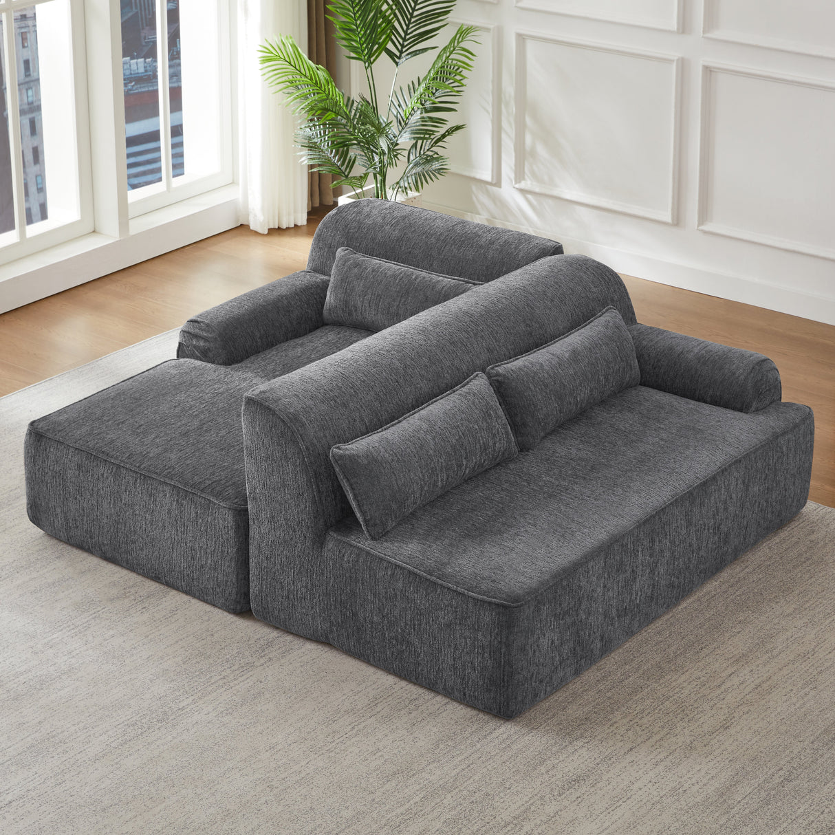 Chenille L-Shape Luxury Sectional Sofa