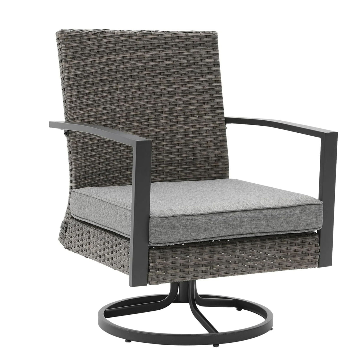 Swivel Rocker Patio Chairs With Cushions, All Weather (Set of 2) - Gray