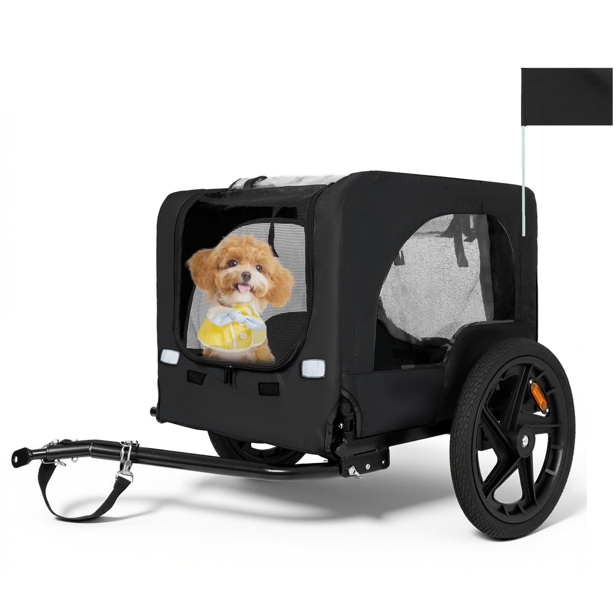 Outdoor Heavy Duty Collapsible Pet Bike Trailer with 16-Inch All-Terrain Wheels & Universal Hitch