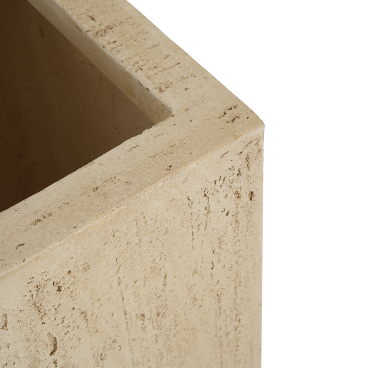 Handmade Travertine Planter Box, Antique Brown, 19.75"H