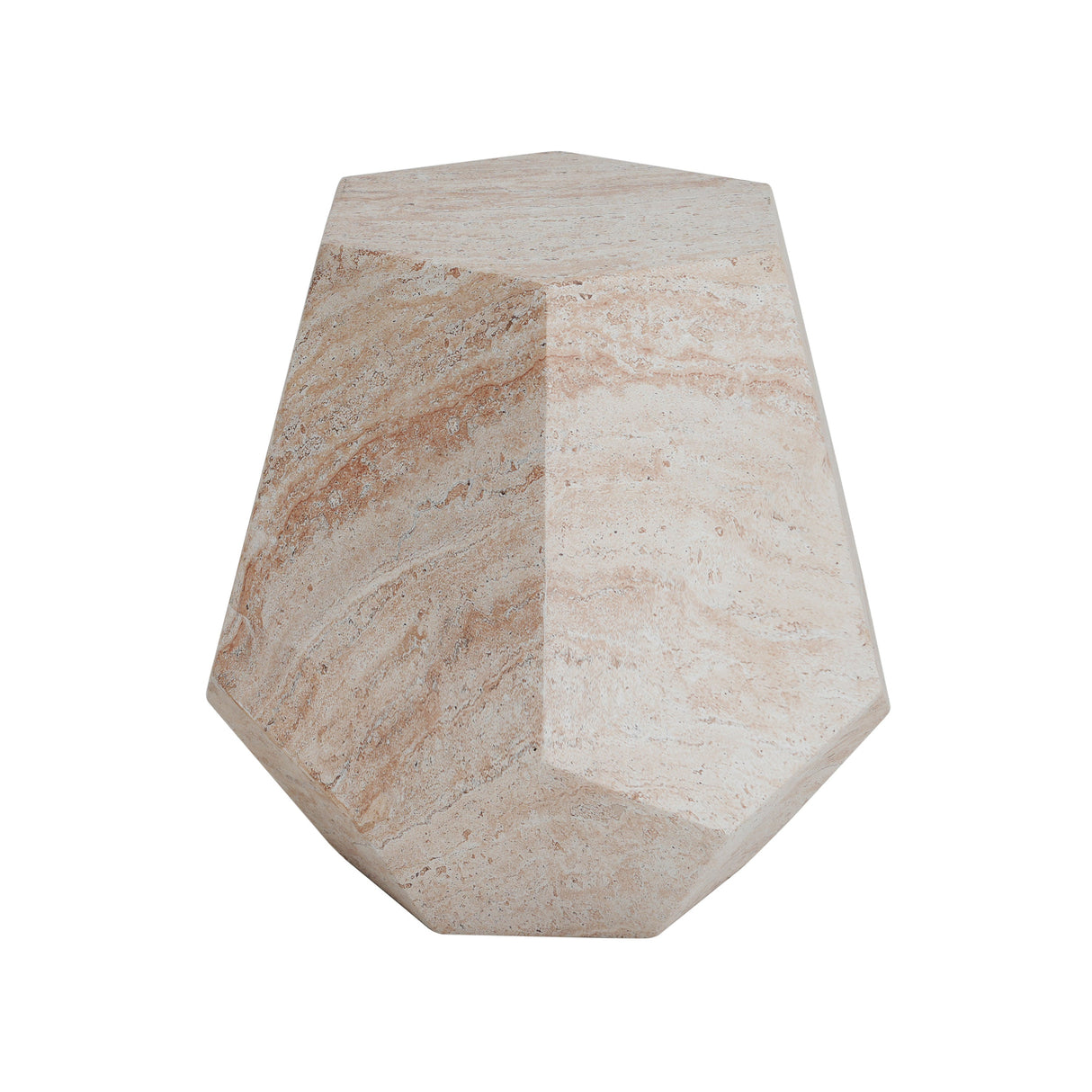 Outdoor/Indoor Lightweight Concrete Side Table with Travertine Finish in Beige