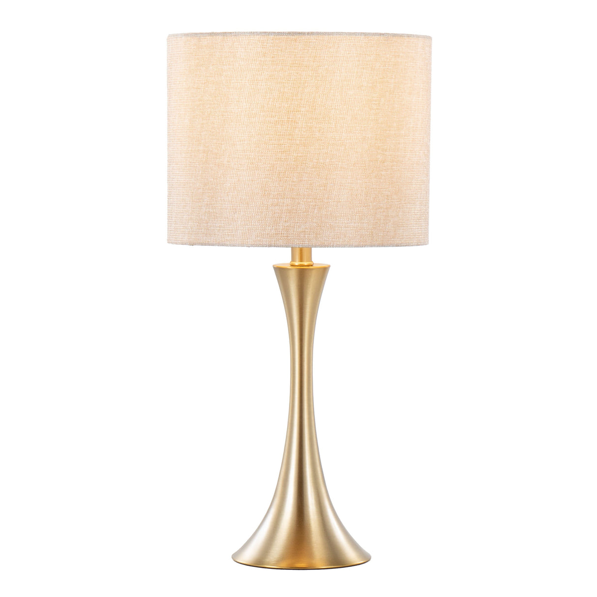 Lenuxe 24" Contemporary Metal Table Lamps in Gold with Linen Shades - Set of 2