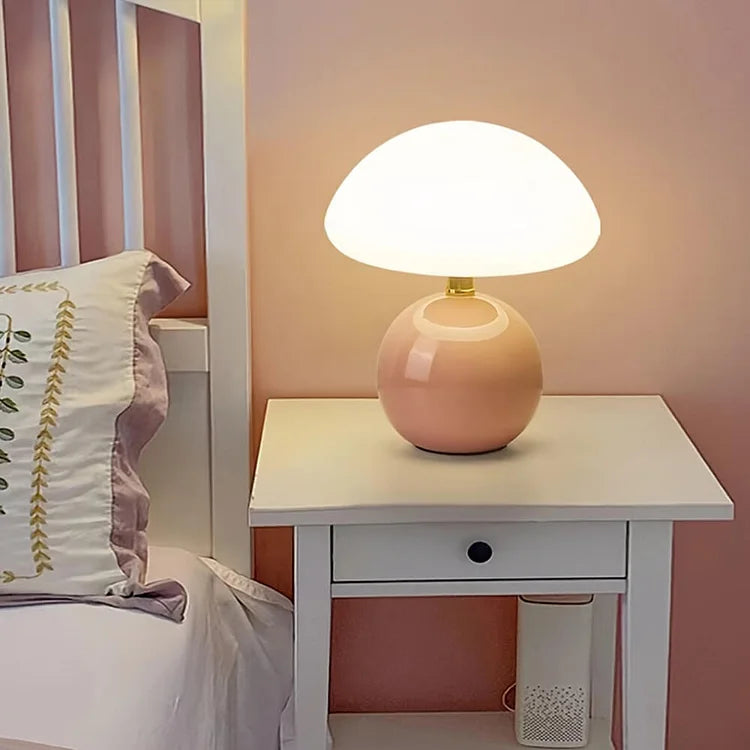 Mushroom Table Lamp French Cream Bauhaus Style Bedside Light