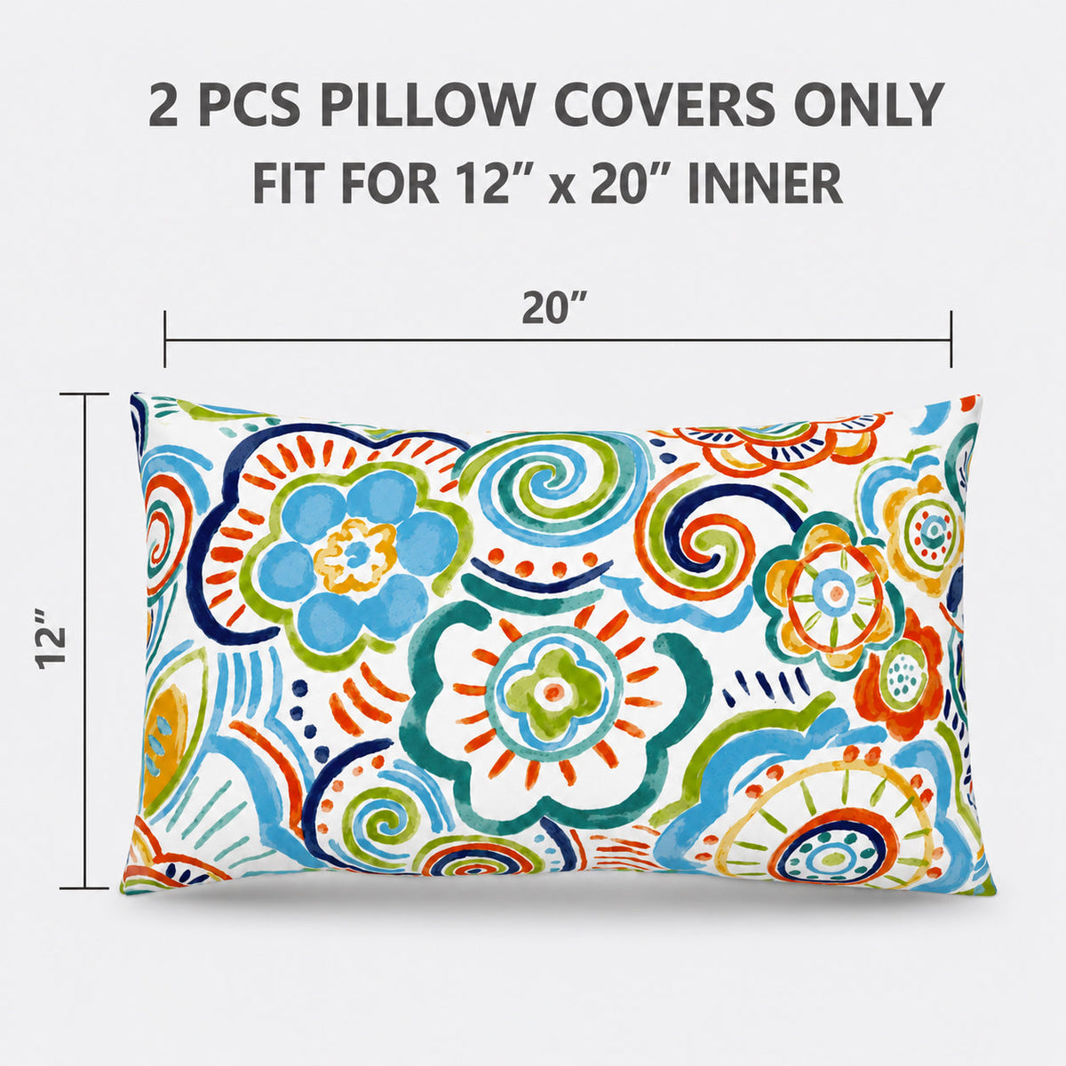 2 Pack Outdoor Lumbar Pillow Covers - Blue Medallion