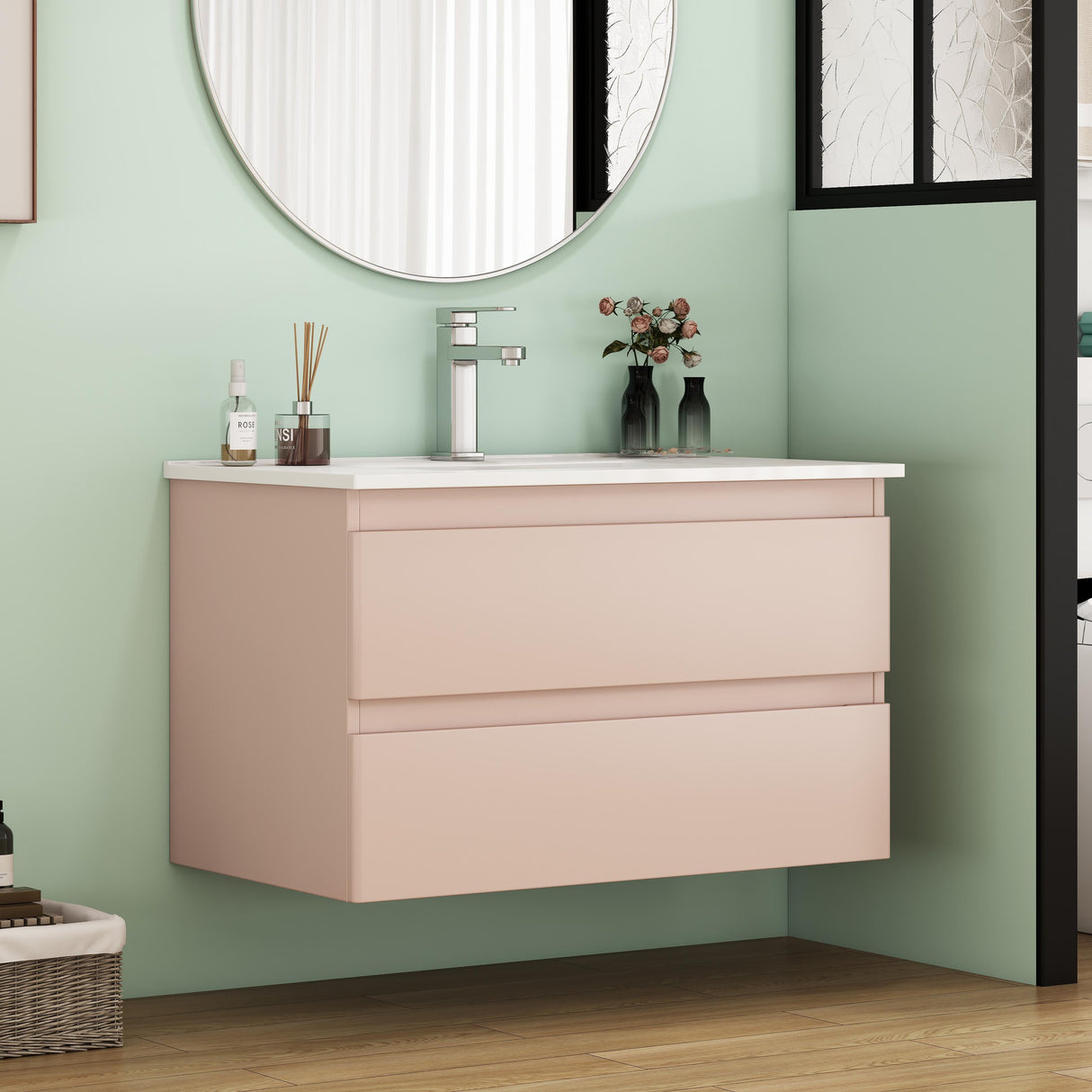32-Inch Wall-Mounted Bathroom Vanity With Sink Combo