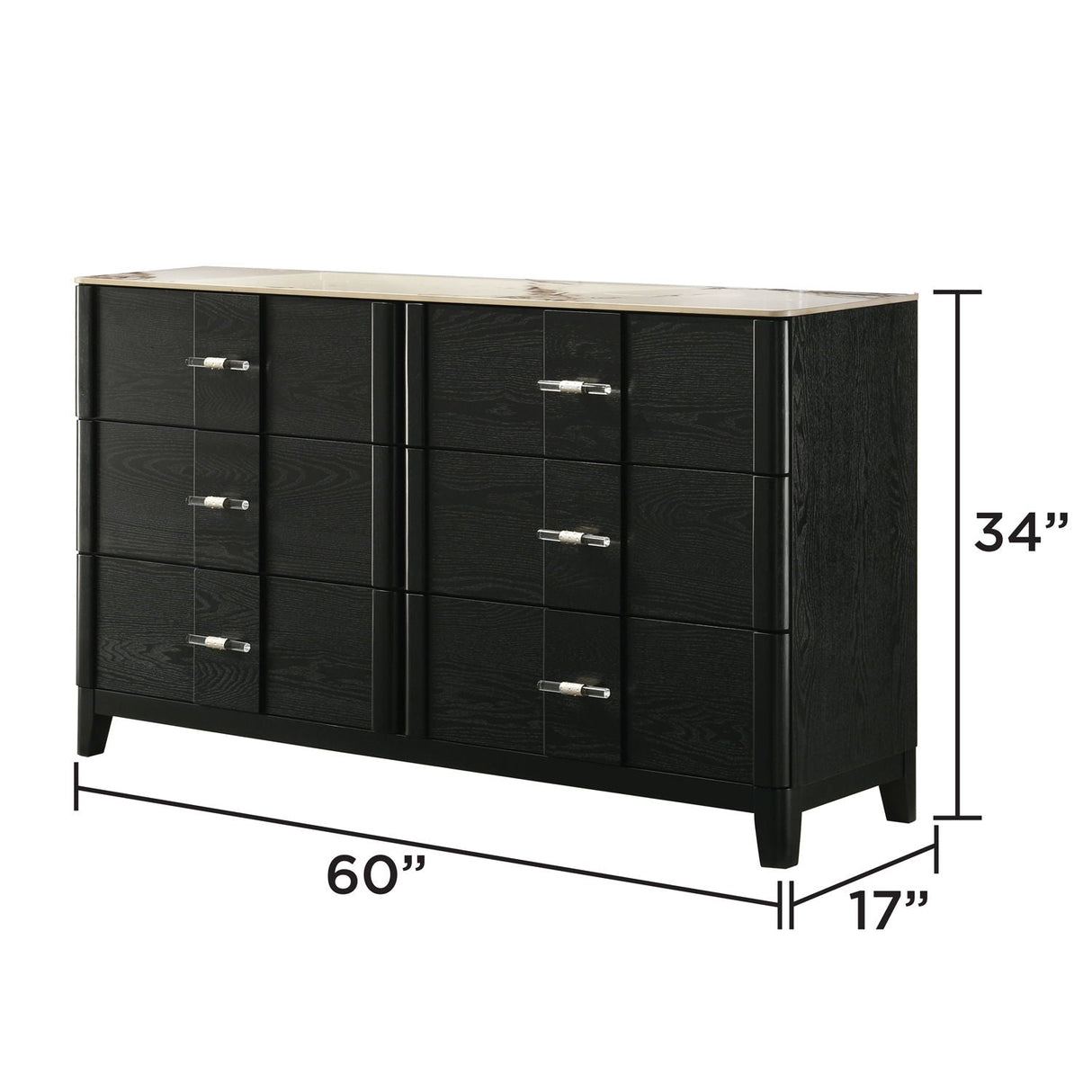 Opel - 6 Drawer Dresser - Black