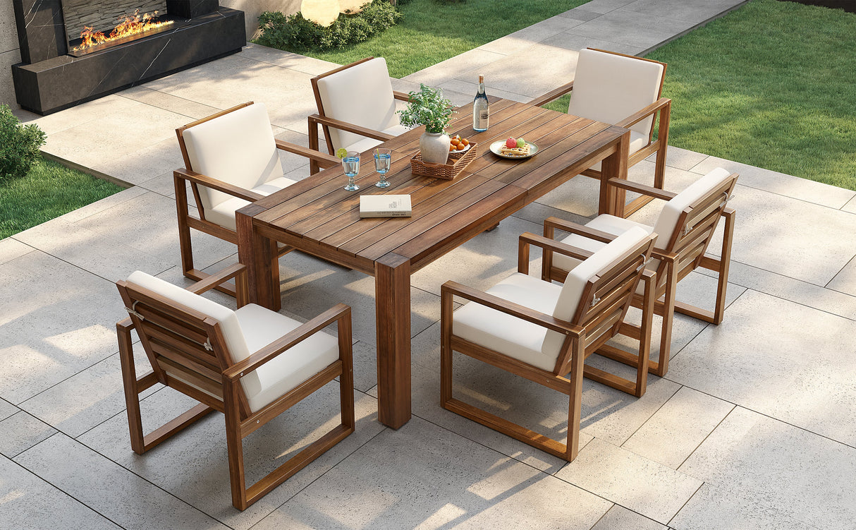 TREXM Patio Table and Chairs Set for 6 with Umbrella Hole