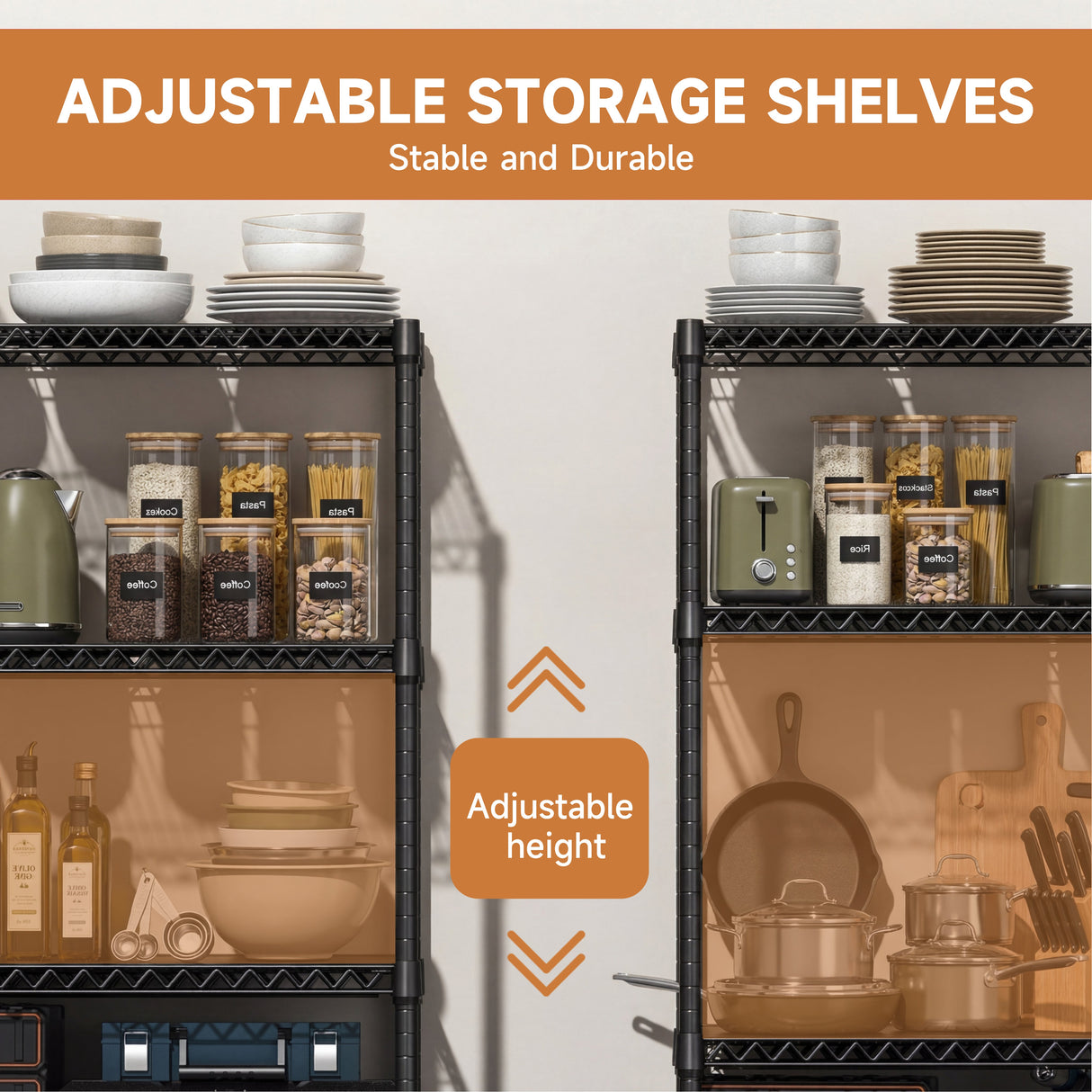 5 Tiers Adjustable Heavy Duty Metal Storage Shelves