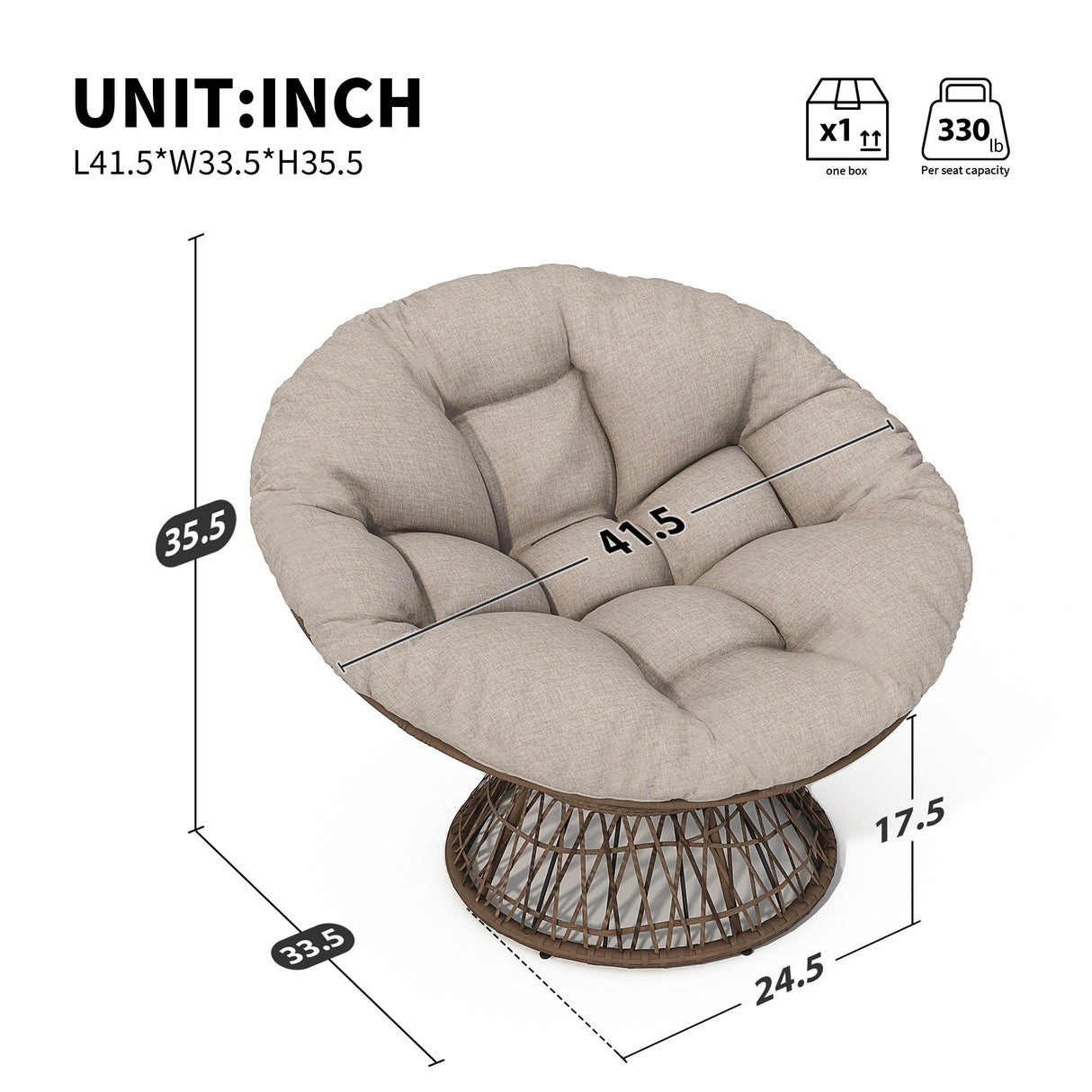Ergonomic Wicker Chair with Cloud Density Cushion and Swivel