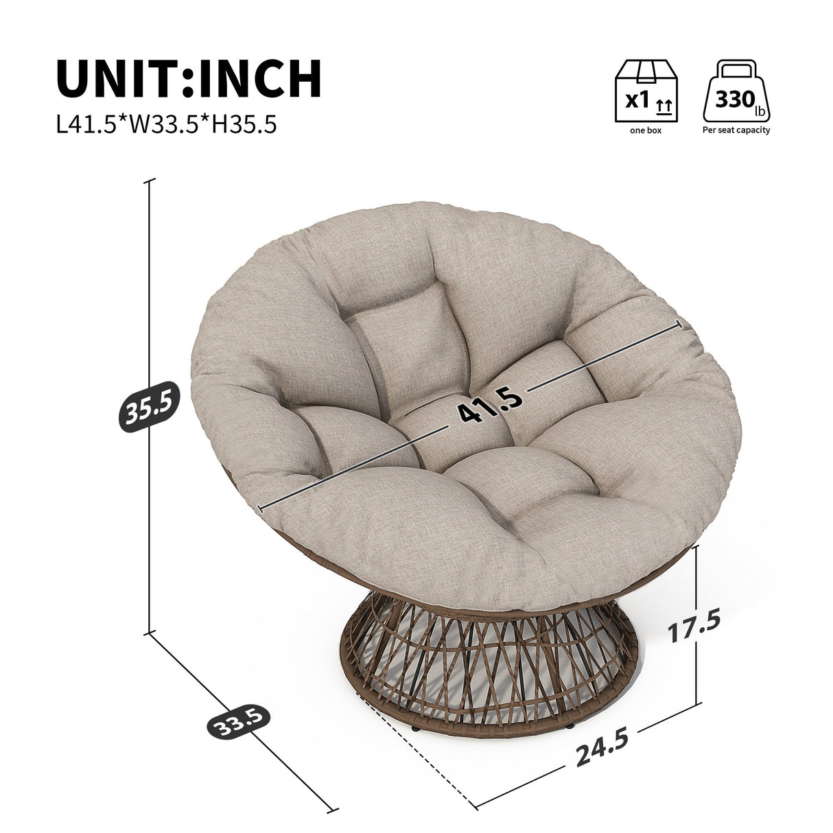 Ergonomic Wicker Chair with Cloud Density Cushion and Swivel