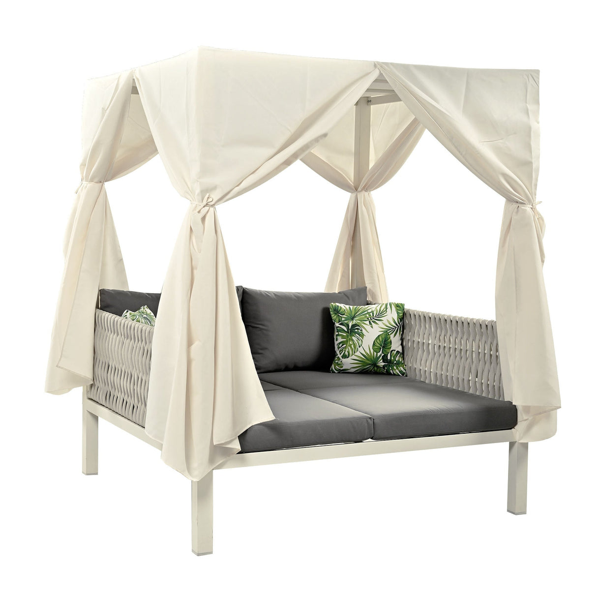 Outdoor Patio Sunbed with Curtains High Comfort Suitable for Multiple Scenarios