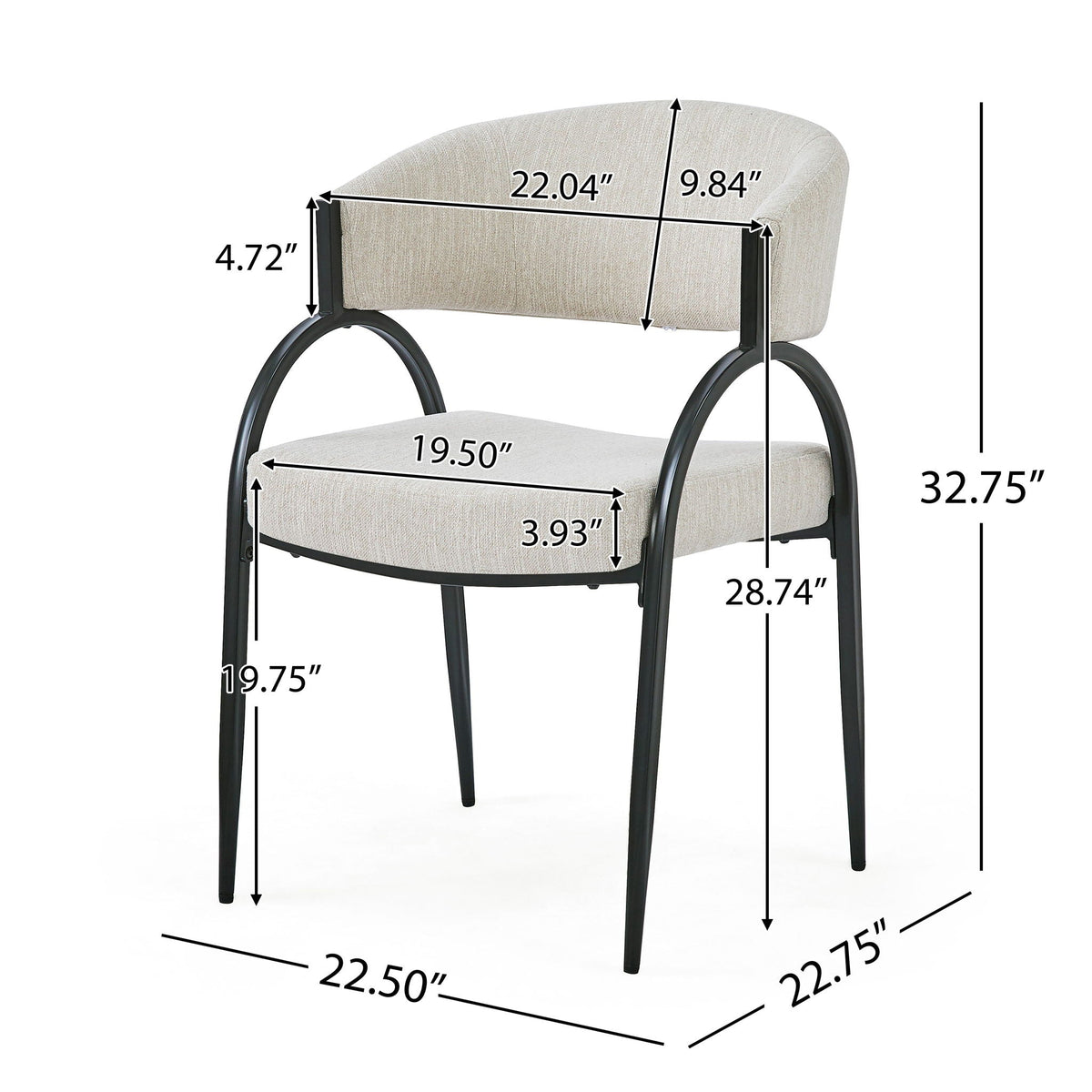 Contemporary Upholstered Dining Chairs with Metal Legs (Set of 2)