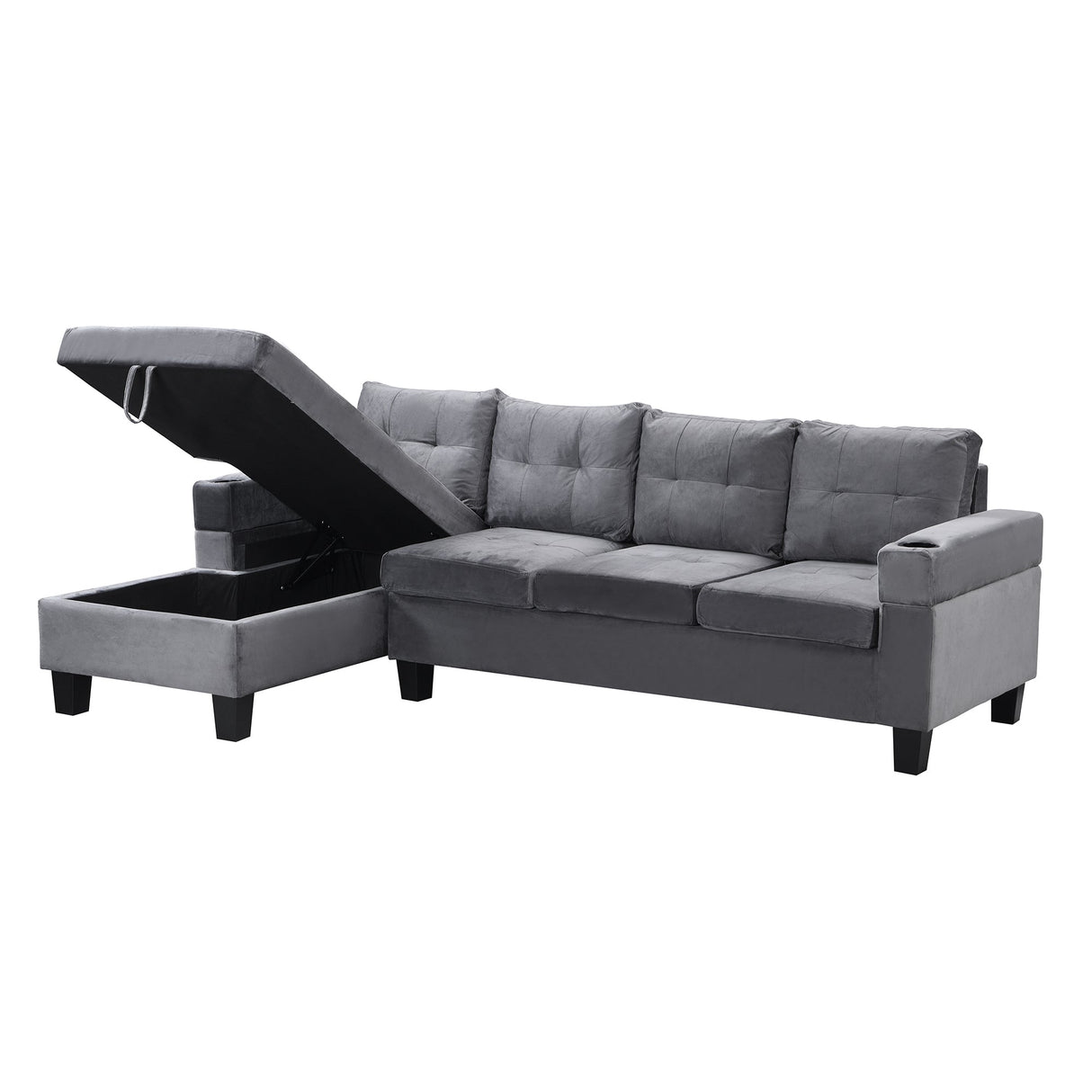 Modern Sectional Sofa Set with L-Shape Chaise Lounge