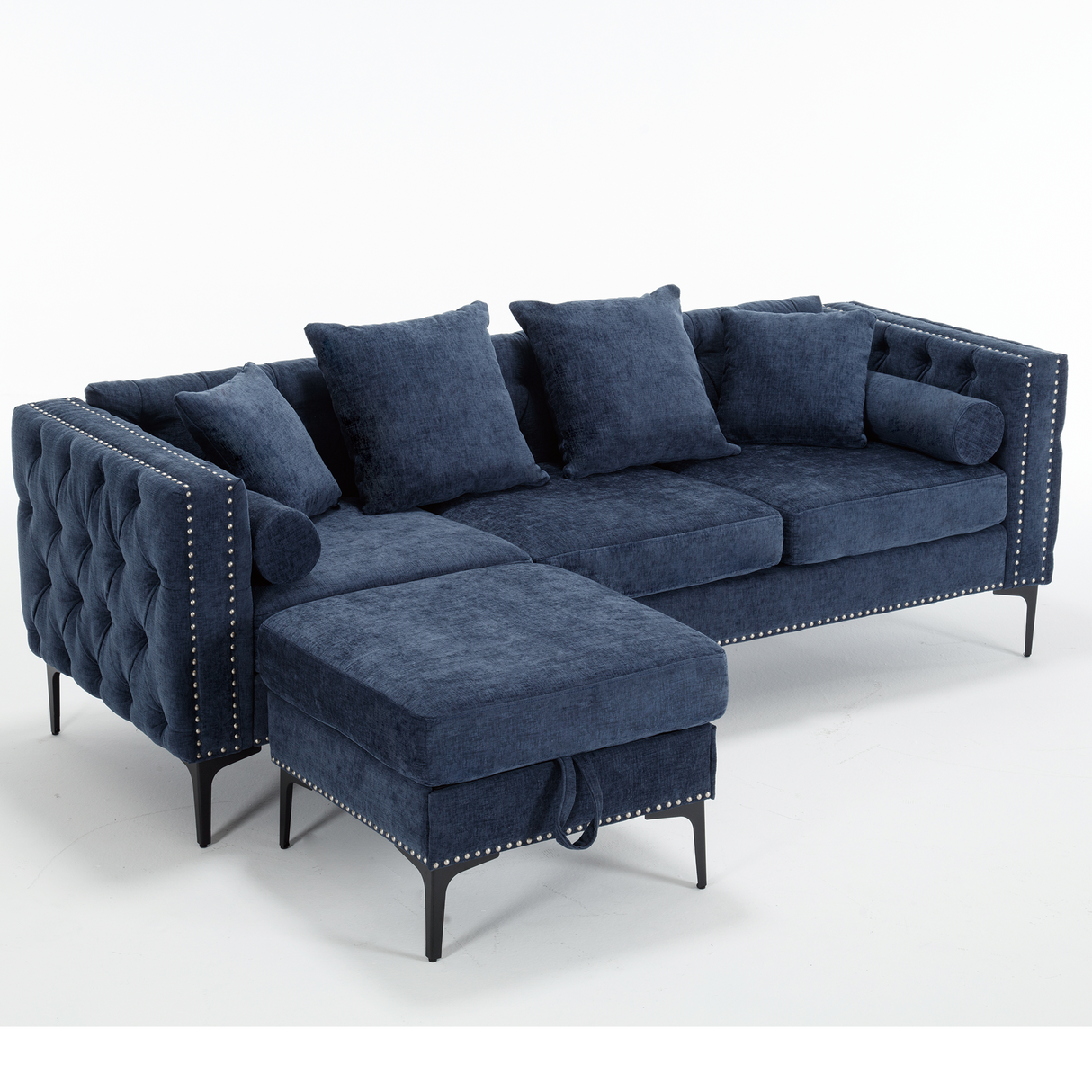 Modern Lounge Chenille Sectional Sofa