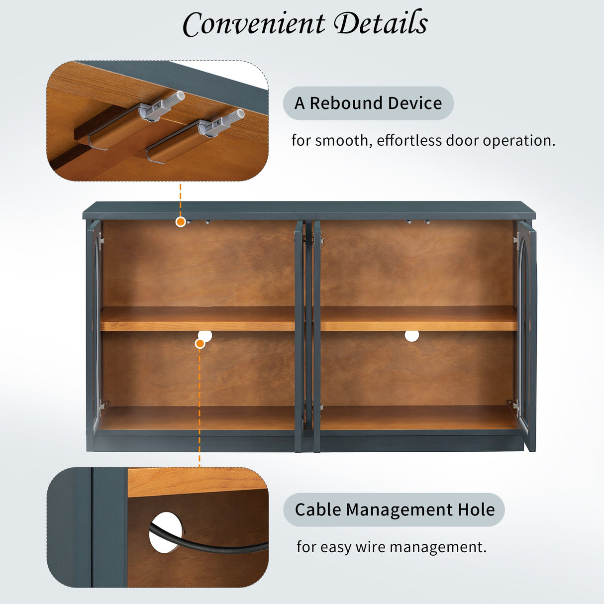 Arched Storage Cabinet with Glass Doors