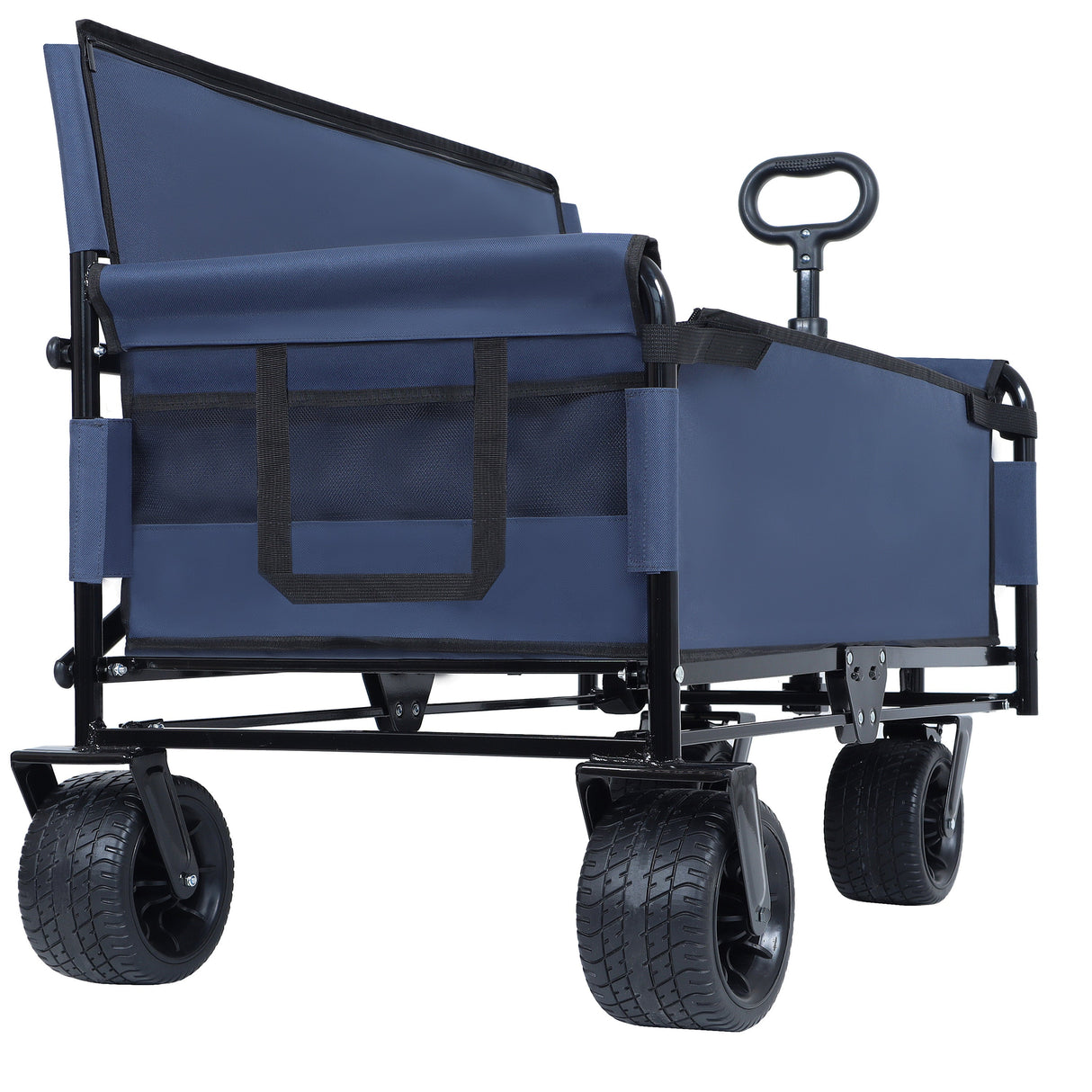 3-in-1 Convertible Folding Wagon Cart with Bench Seat & Storage