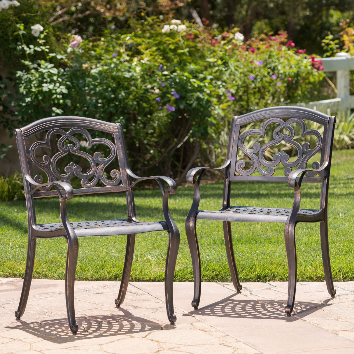 Cast Aluminum Dining Chair With Handcrafted Details - Copper