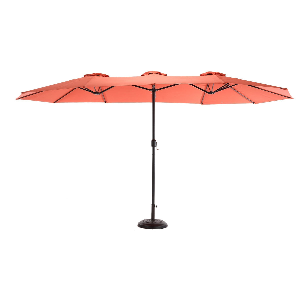 14.8 Ft Double Sided Outdoor Umbrella Rectangular Large with Crank (Orange)