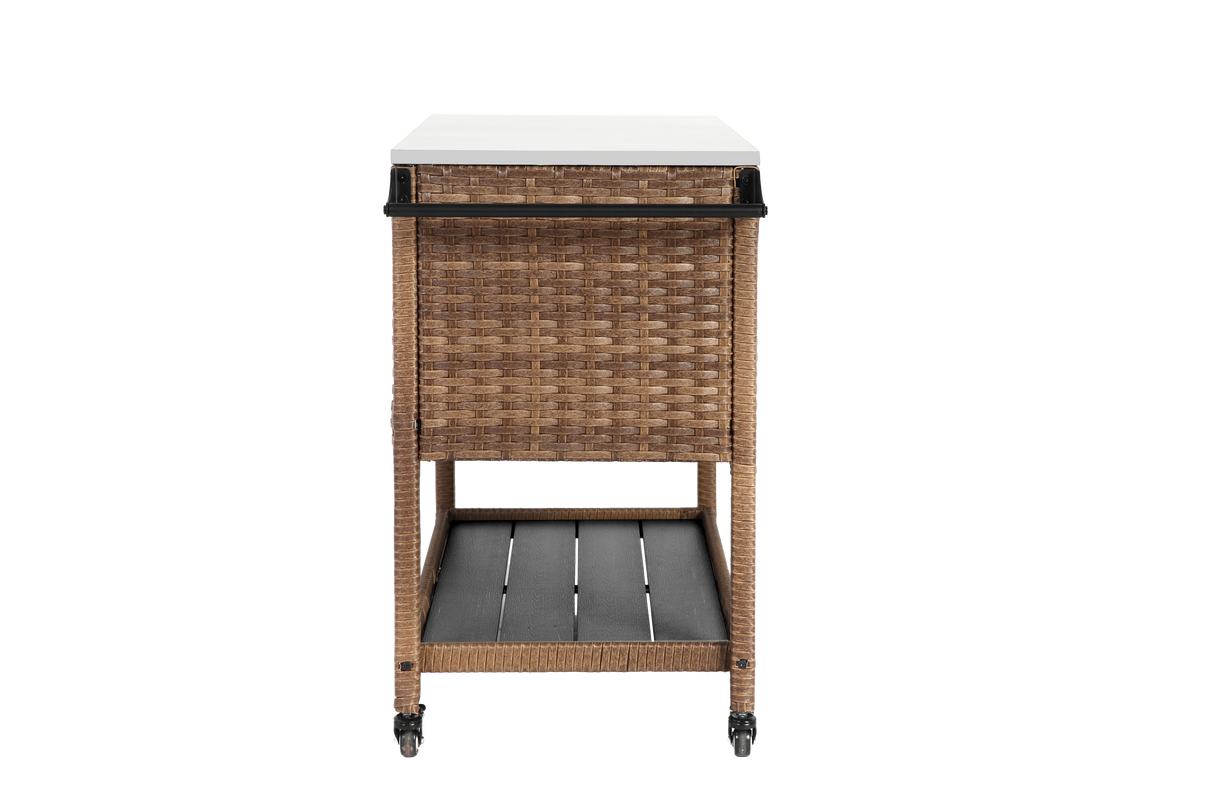 Outdoor Wicker Bar Cart