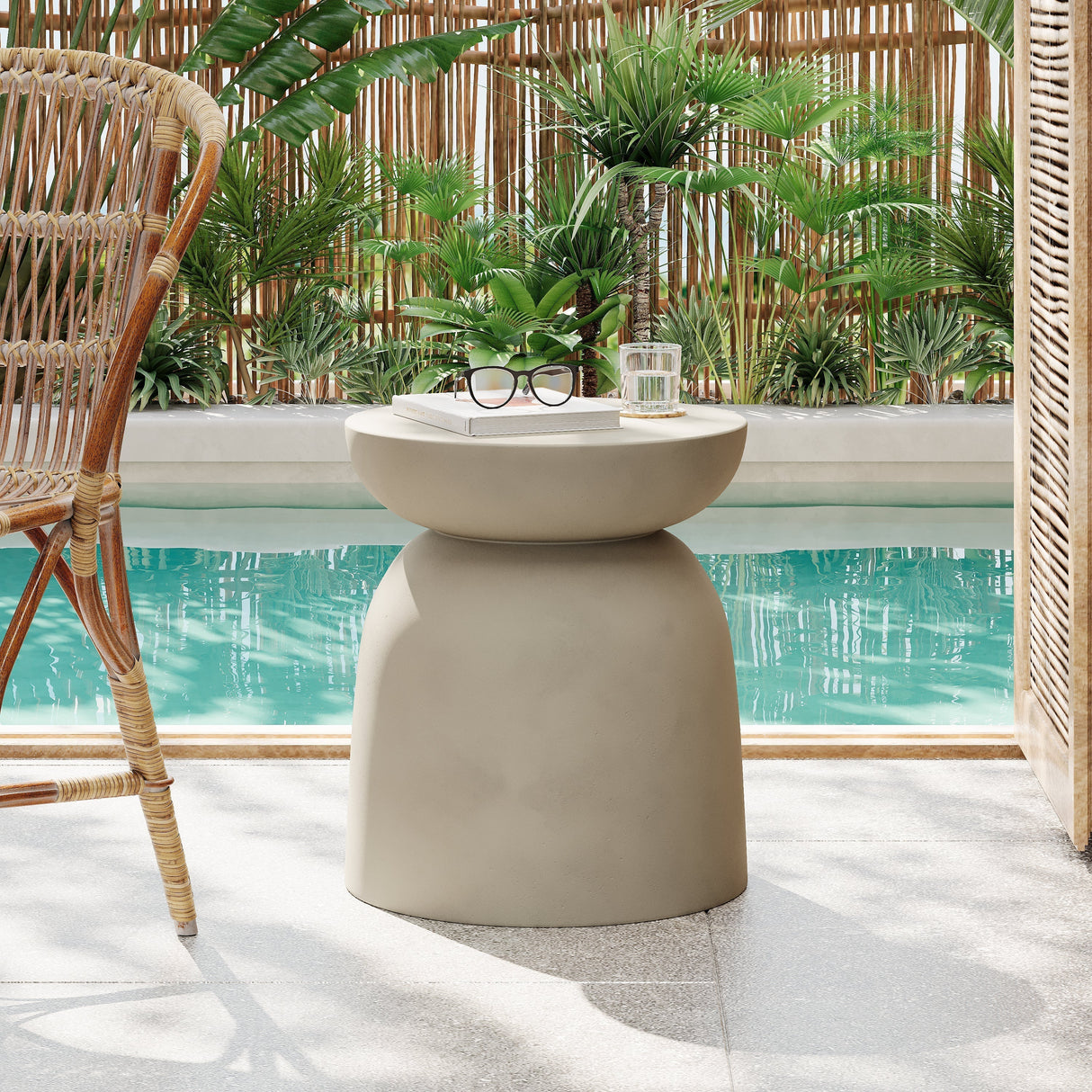 Outdoor Round Top MGO Drum Side/End Table