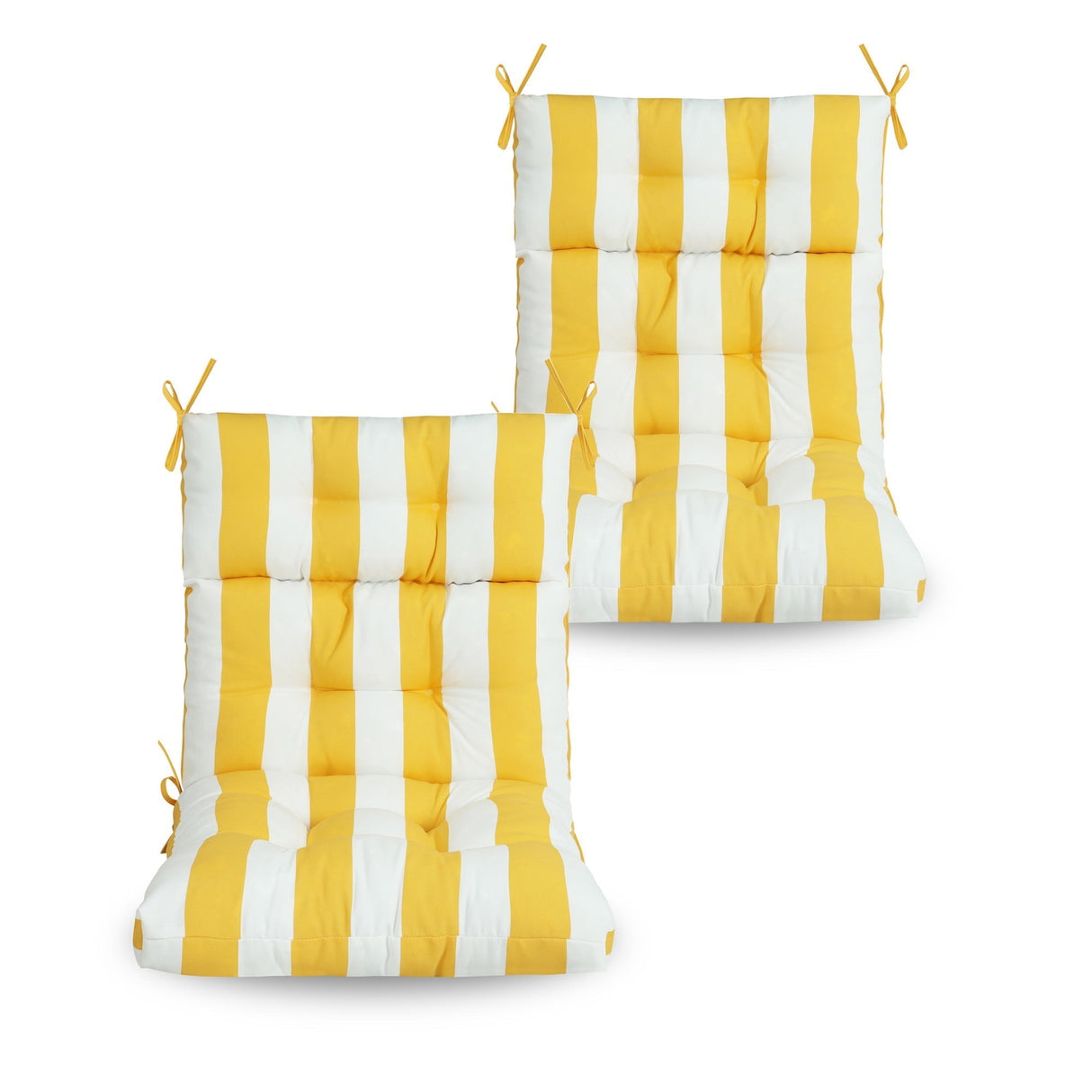 2-Piece High Back Patio Chair Cushion Set, Yellow/White
