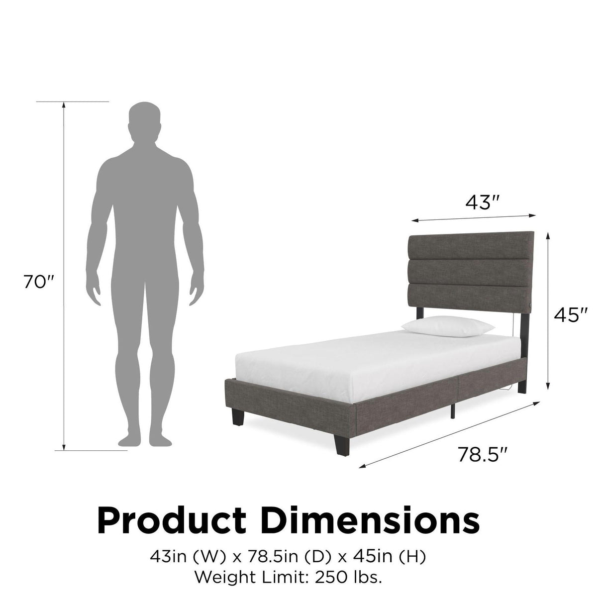 Paloma Twin Bed With Dual USB Port - Linen