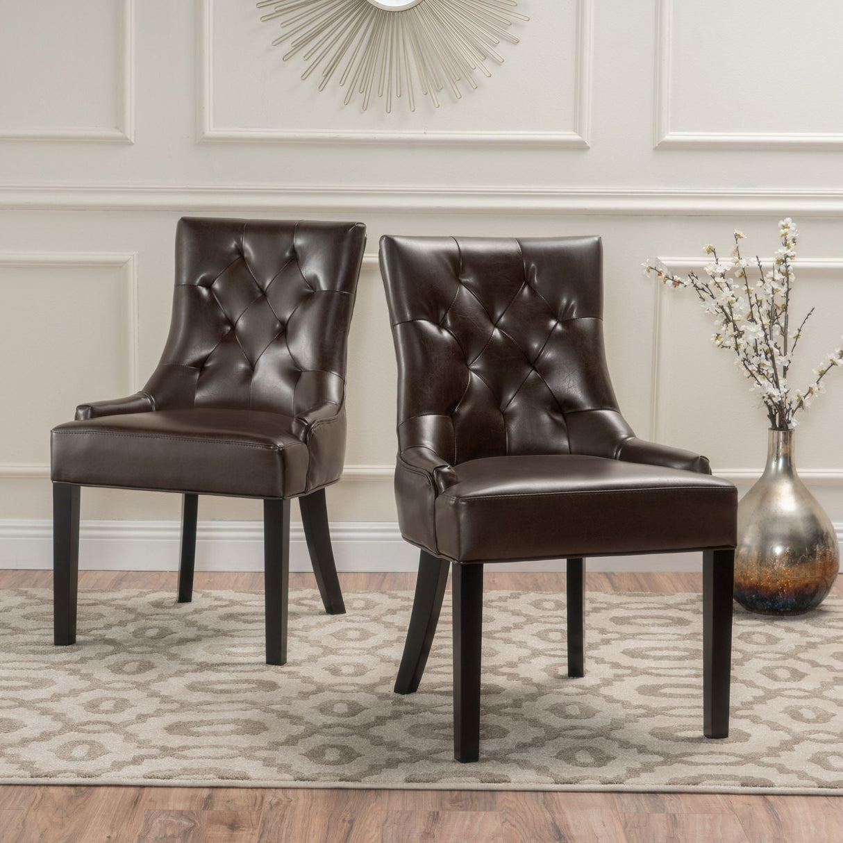 Contemporary Cheney Dining Chair Set with Tufted Design
