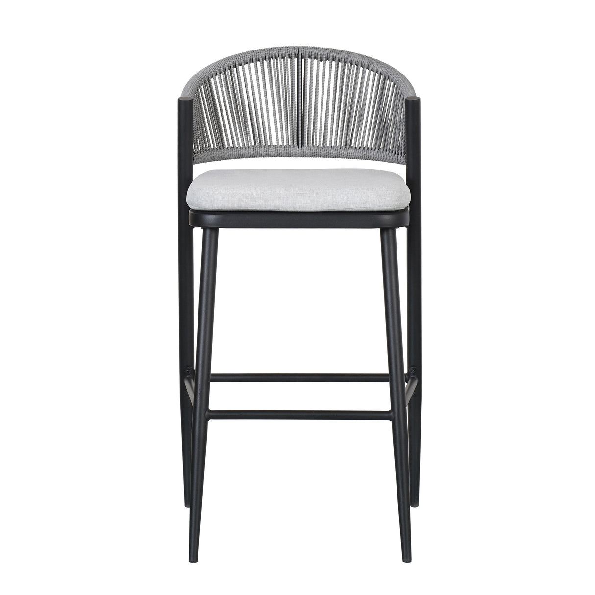 Outdoor 30.25' Bar Height Metal Frame Counter Stools with Scallop-shaped Backrest & Water-resistant CushionsSet of 2Matte Black