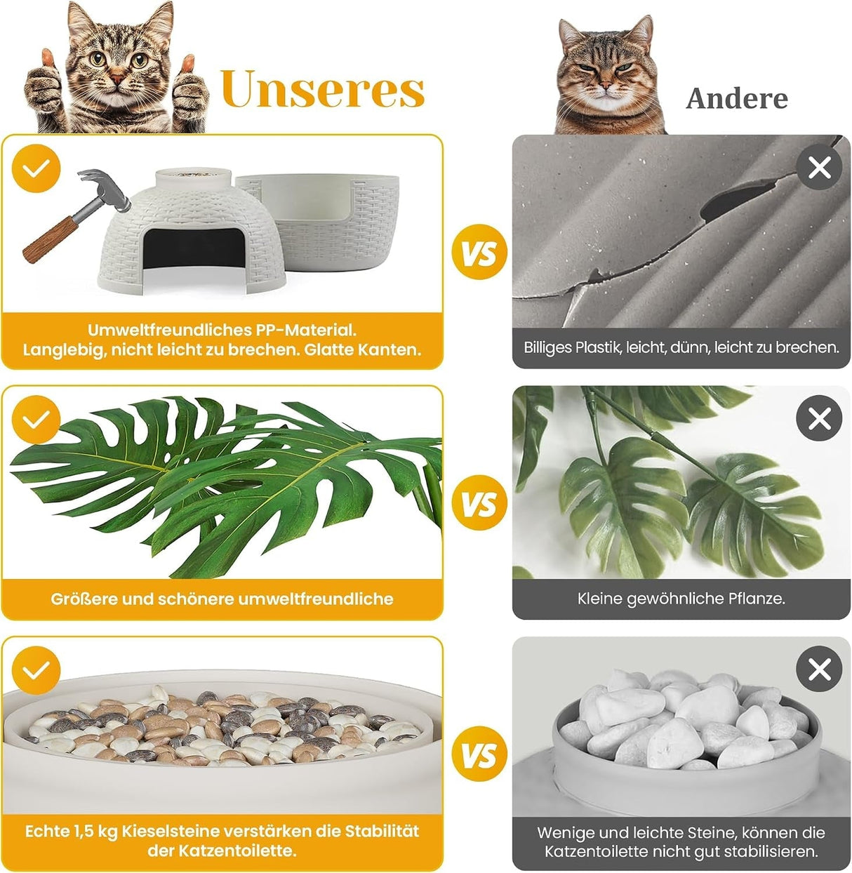 Stylish Cat Litter Box Enclosure with Faux Plant