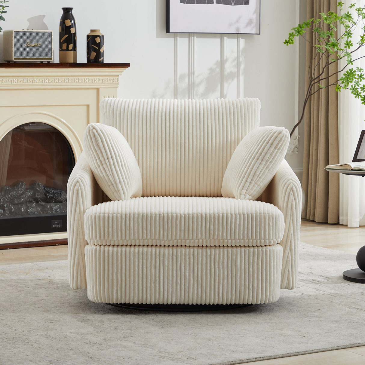 40.55''W Swivel Accent Chair with 2 Throw Pillows