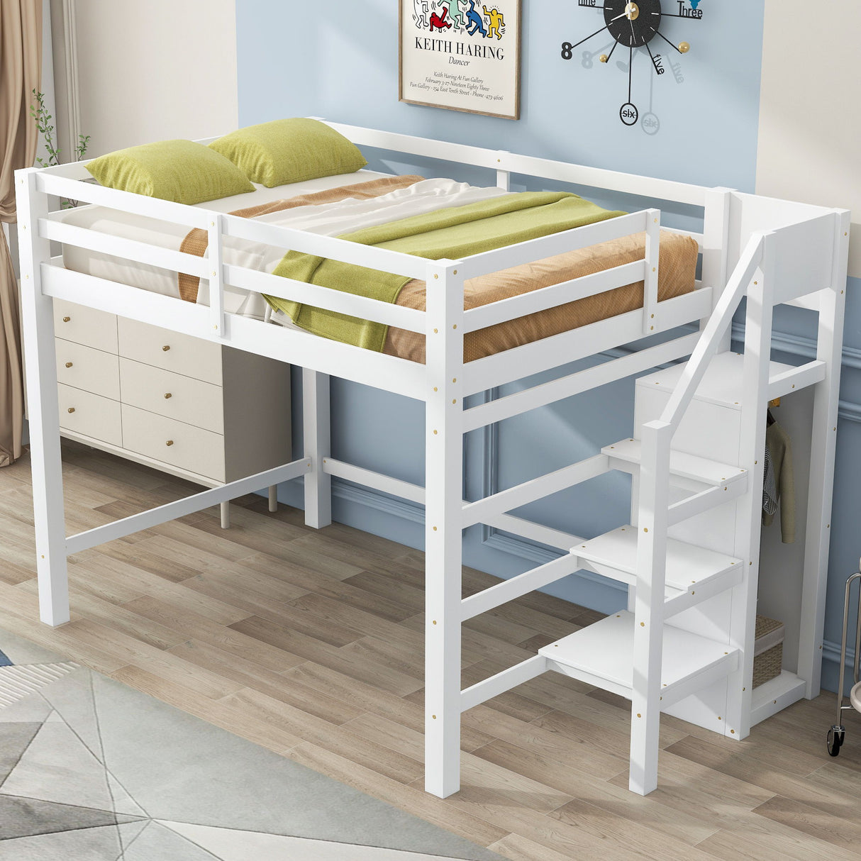 Loft Bed With Built In Storage Wardrobe And Staircase