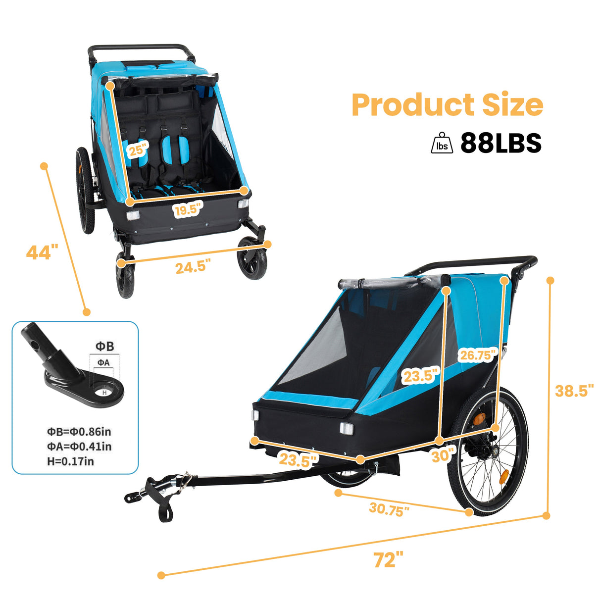 2 In 1 Kids Bike Trailer And Stroller
