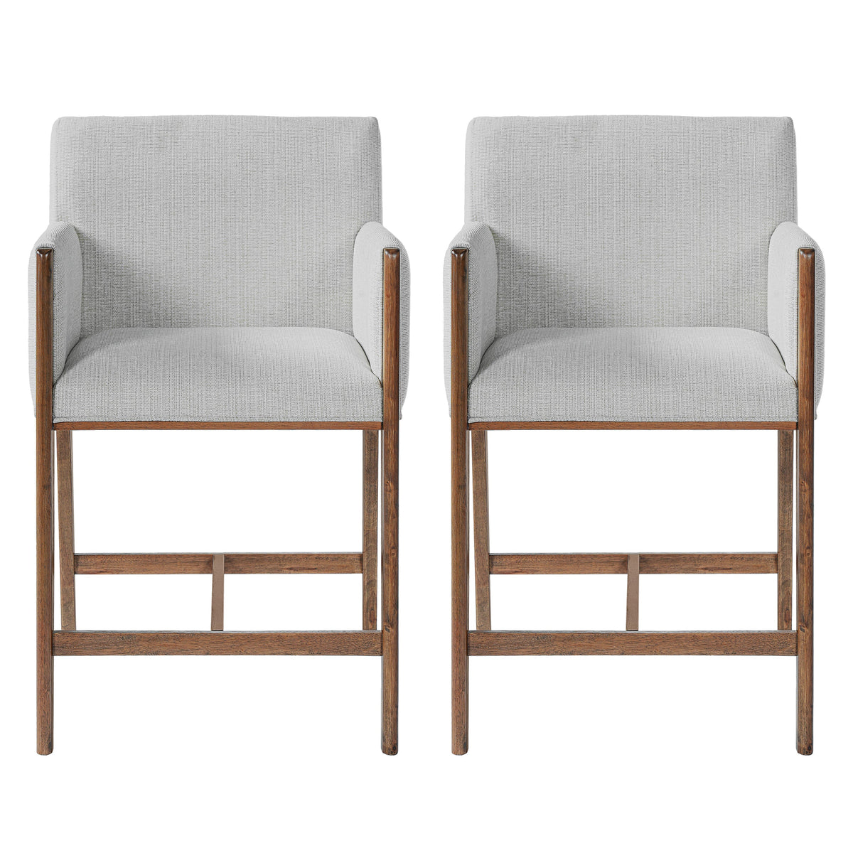 24'' Seat Height Upholstered Counter Stools with Arms for Kitchen Island/Dining Room, Set of 2