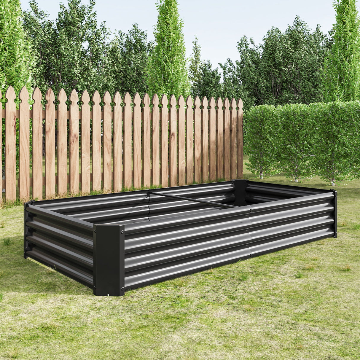 Raised Garden Bed Outdoor 6×3×1ft Metal Raised Rectangle Planter Bed