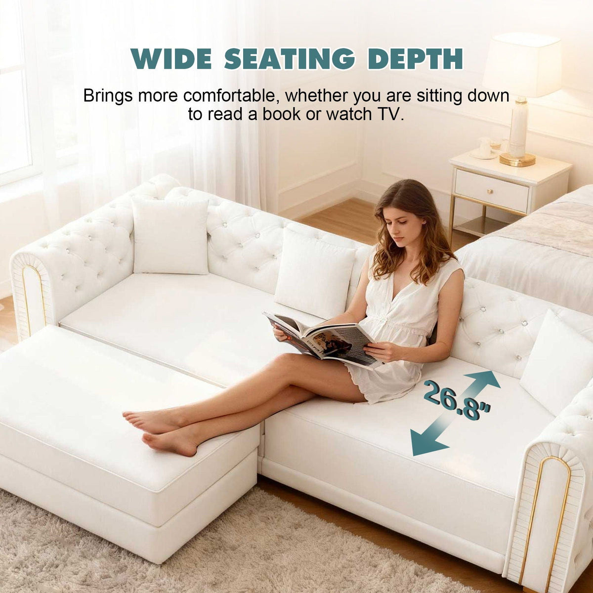 3-In-1 Convertible Sleeper Sofa With Movable Ottoman For Living Room