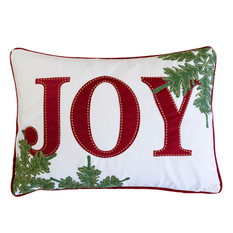 JOY-Embroidered-Christmas-Throw-Pillow-–-14x20'-Velvet-Lumbar-Cushion-in-Red-and-White-with-Green-Holiday-Accents-Throw-Pillows
