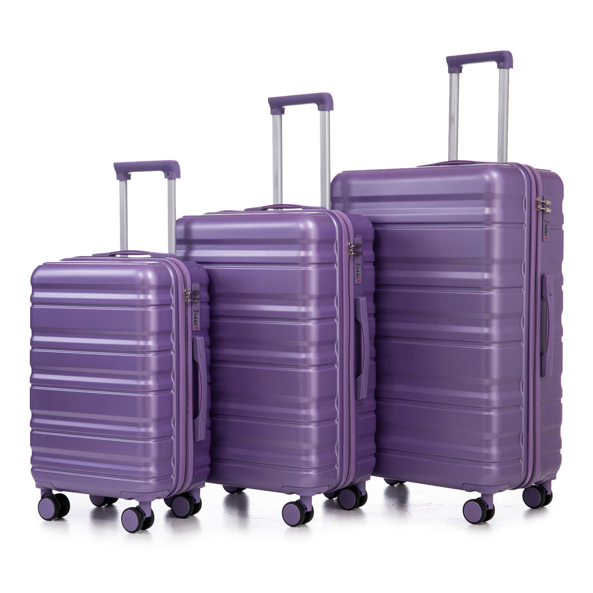 HIFINE TOURIST 3-Piece ABS Spinner Wheel Luggage Set (Purple)